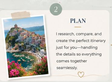 A photo of a mountain side with homes along the outer edges. The heading on the image says "Plan".