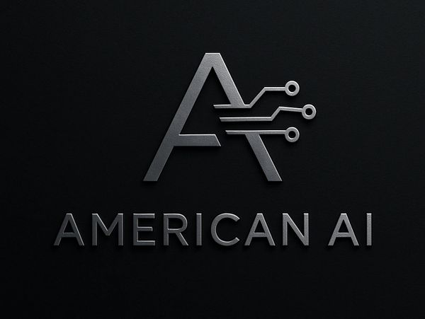 Sleek metallic logo for American AI with circuit-inspired design.