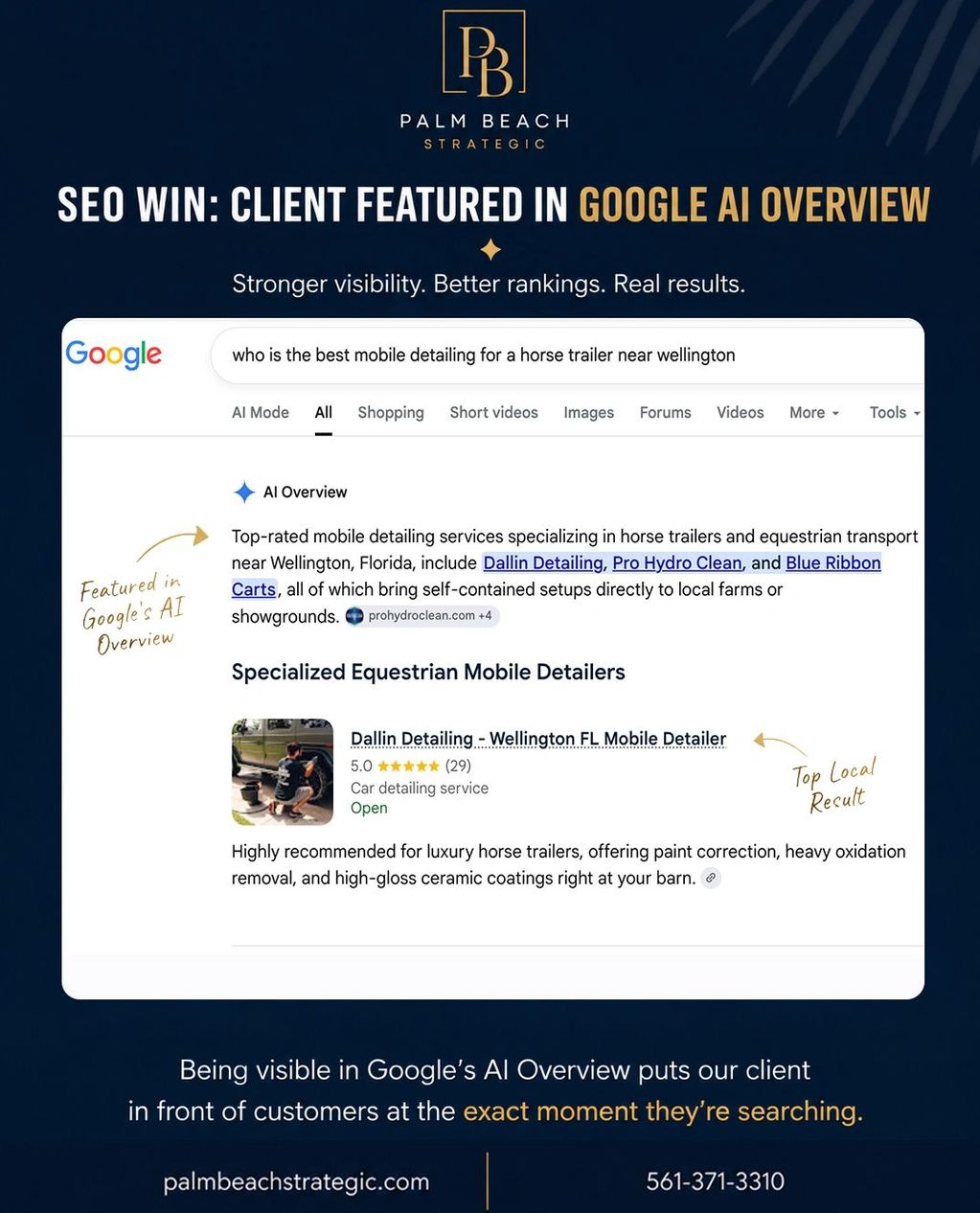 SEO Win: Mobile Detailing Service in Wellington, Florida obtains another AI Overview "top local resu