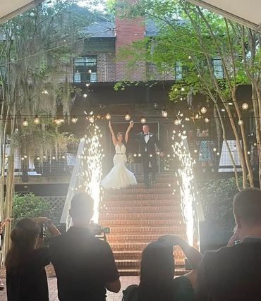 This is the bride and groom entrance to the reception as we are using cold spark fireworks.