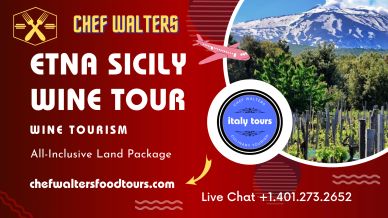Chef Walters Etna Sicily wine tour advertisement.