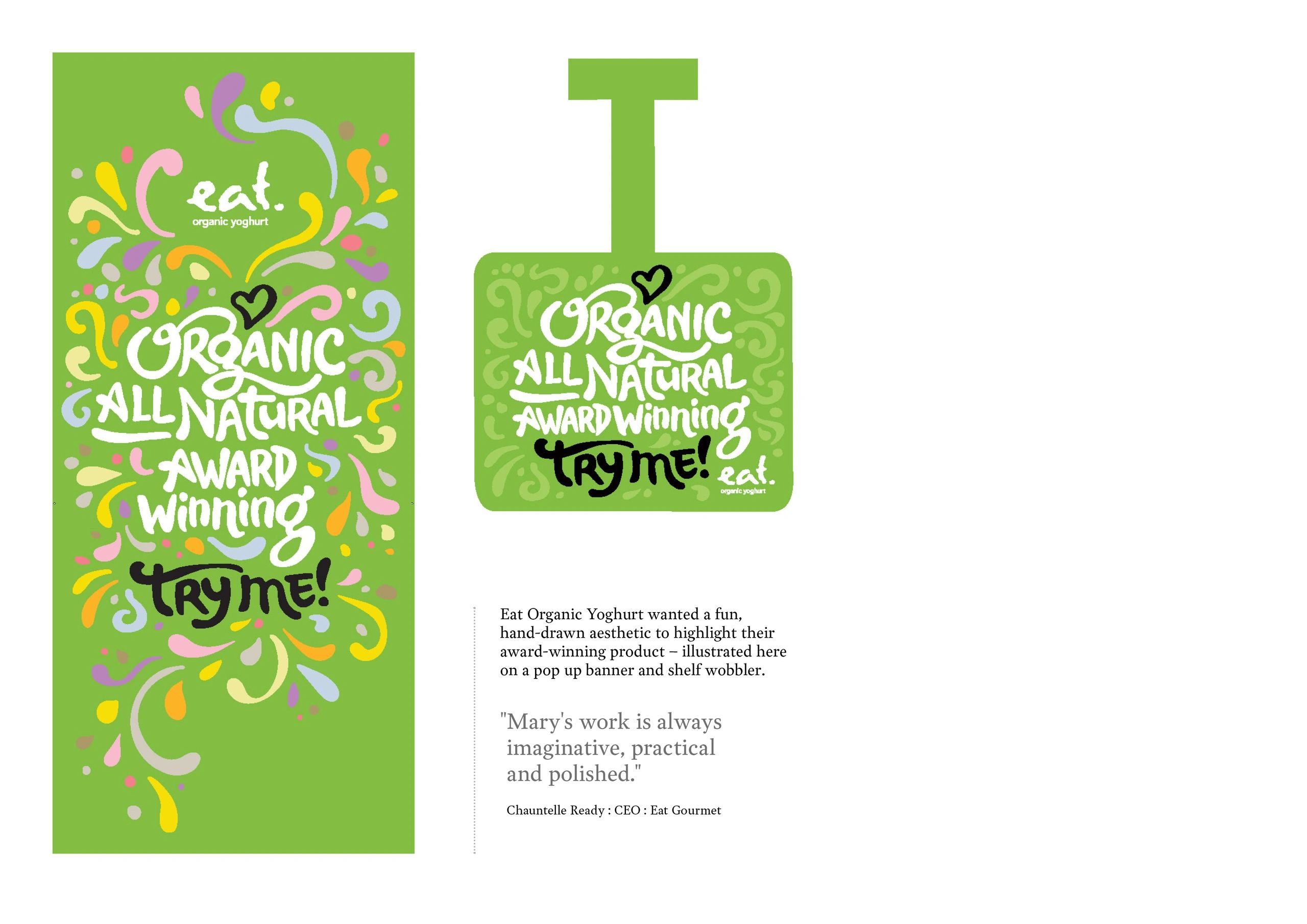 Eat Organic Yoghurt Shelf Wobbler and Banner