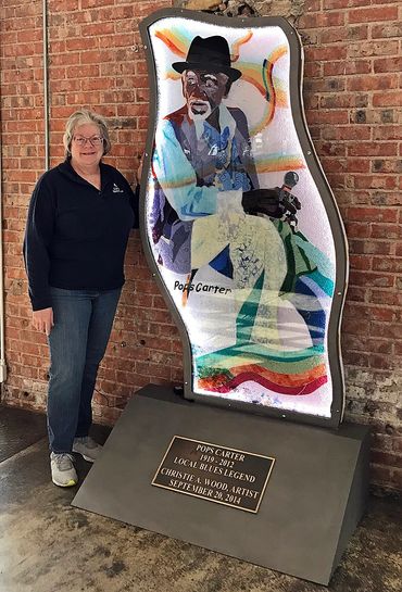 Christie A. Wood with Pops Carter glass sculpture