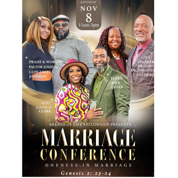 Marriage Conference on Nov 8 with speakers and praise worship leaders.