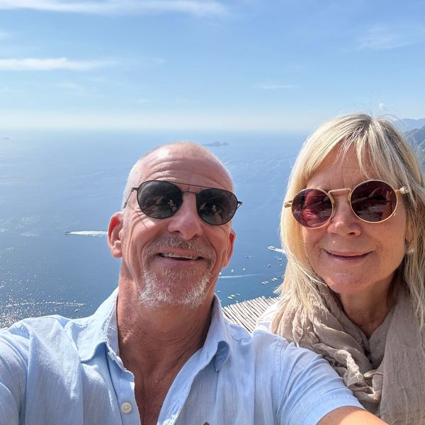 Sue and Jim with the ocean behind