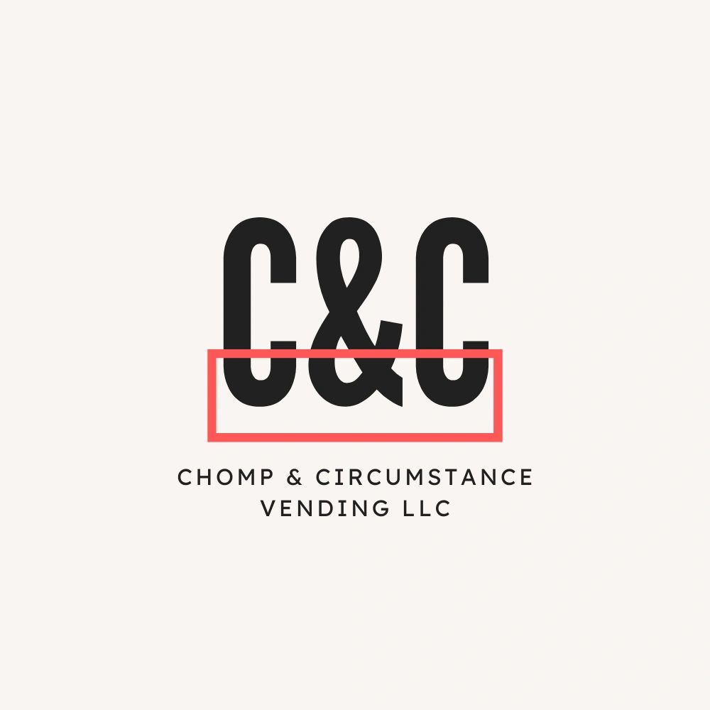 Logo for Chomp & Circumstance Vending LLC with bold C&C letters and a red rectangle.