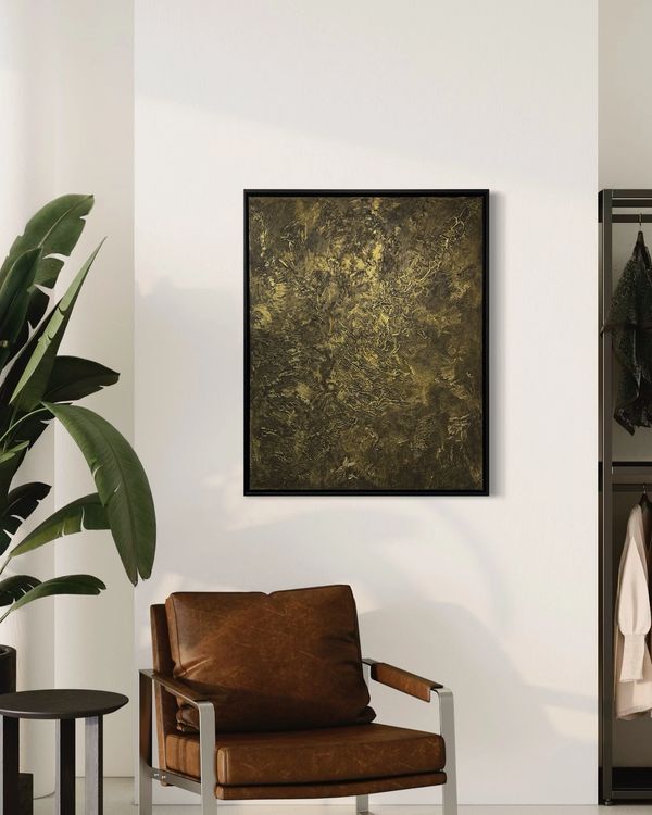 Original abstract art, iridescent metallic texture, luxury interiors. Hannah Chestnuttart.