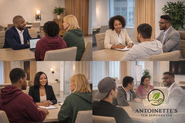 Diverse group engaged in professional consultations at Antoinette's TCM Services LLC.