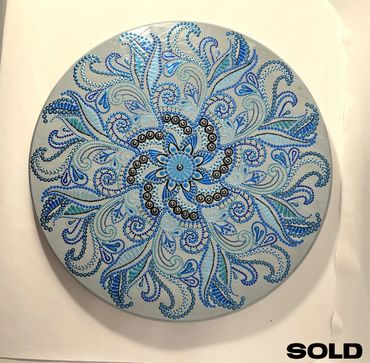 9888 - Blue Lazy Susan Dot Art Disk