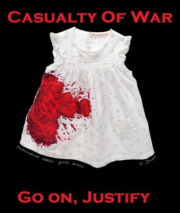 'Casuality of War' - embroidered dress by Karen Jones