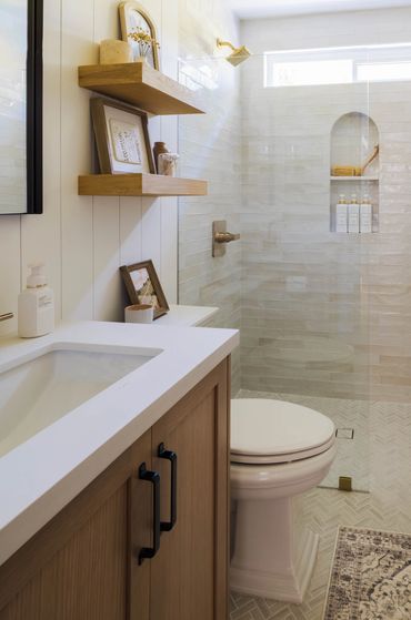 Neutral organic modern small bathroom