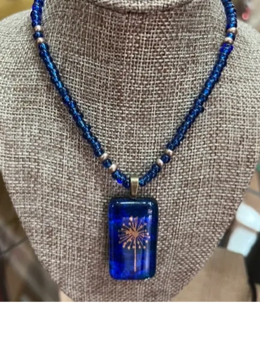 blue glass & beads necklace