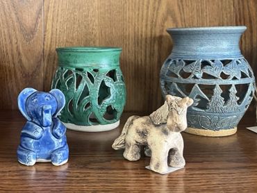 Clay ceramic candle holders