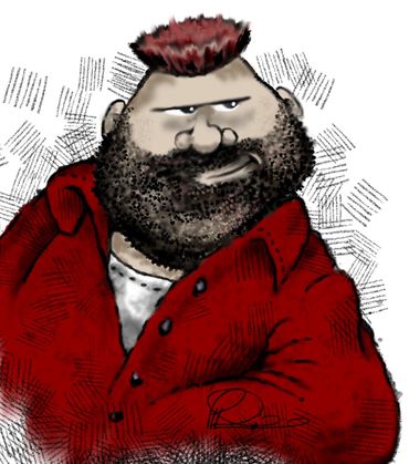 Man hand sketched and digitally finished