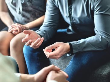 Couples counseling or therapy session. The man who talks about family problems
