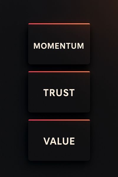 Momentum, Trust, and Value pillars—core principles of Utsah Khianra’s leadership approach