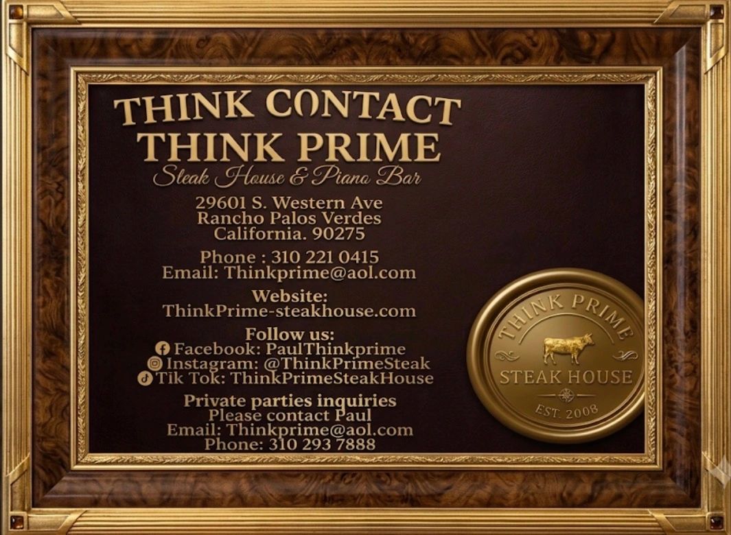 Business sign for Think Prime Steak House & Piano Bar.