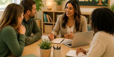 A group discussion in a cozy office setting.