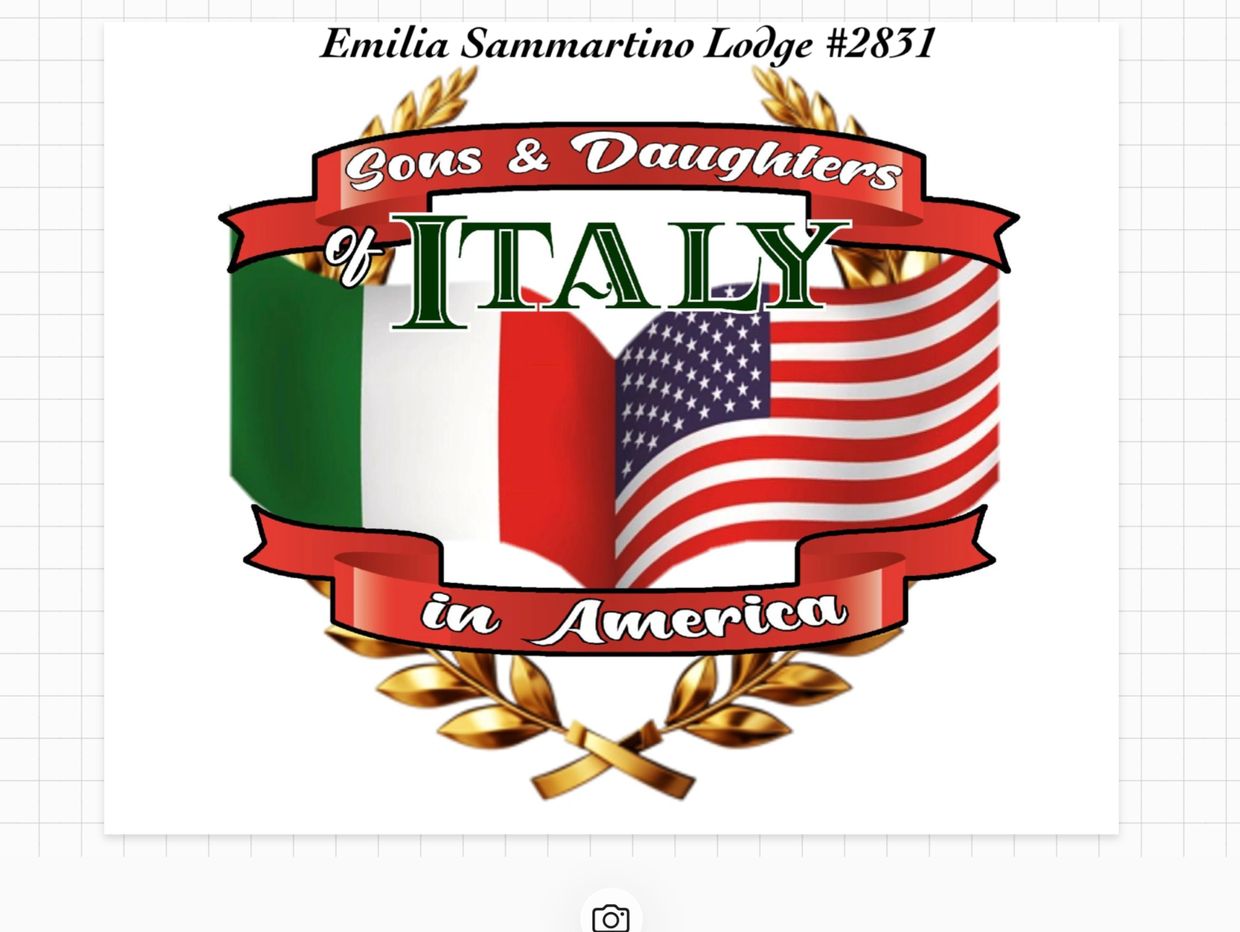 Logo of Sons & Daughters of Italy in America with flags and laurel.