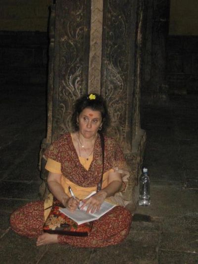 Alexandra Savithri Amba - Writing mantras in the Madurai Meenakshi  Temple, South India