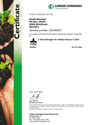 C-Sink manager endorsement by Carbon Standards International