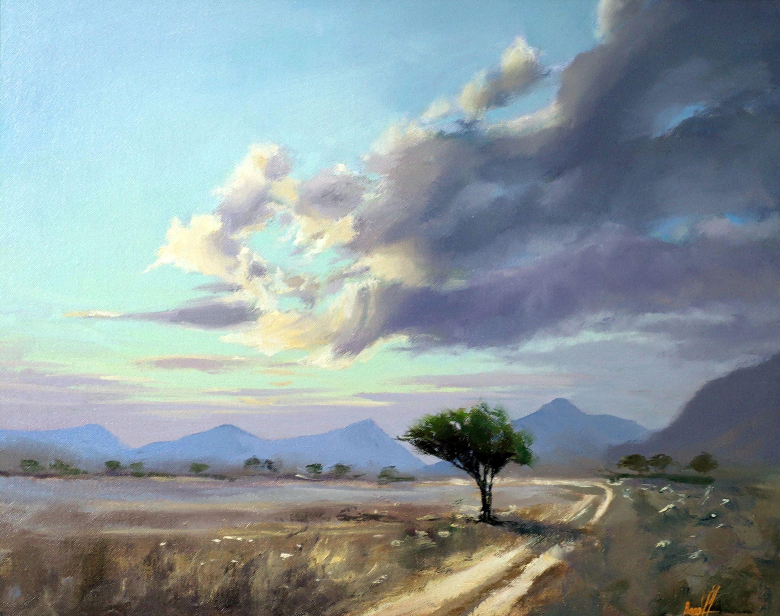 Ghaf tree and the mountains of 
Ras Al Khaimah
Oil on linen board (40 cm X 50 cm)
SOLD