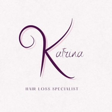Elegant logo for Katrina, Hair Loss Specialist with stylish purple lettering.