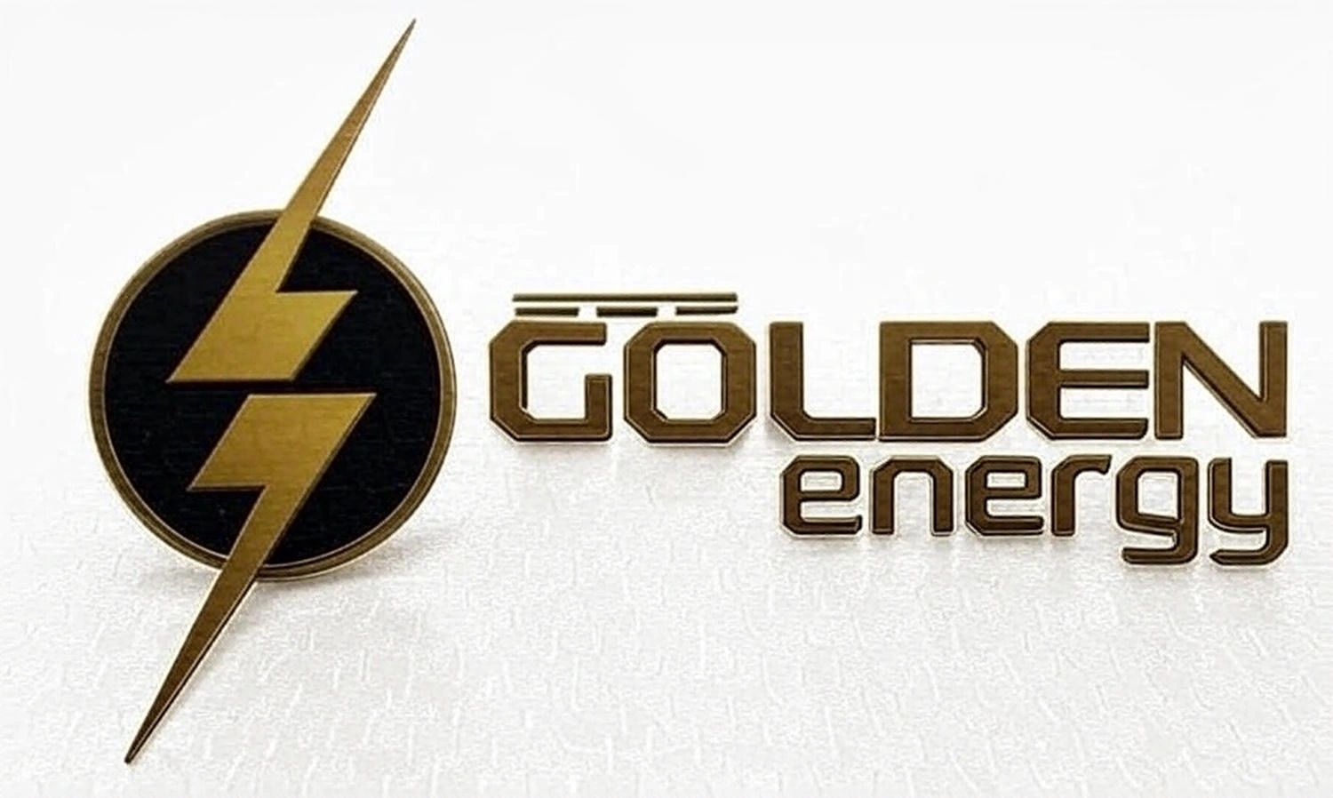 Golden Energy logo with a stylized lightning bolt and bold text.