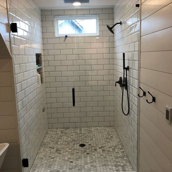 Bathroom remodel with custom shower