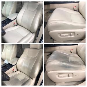 Leather car seats repaired and dyed