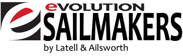 Logo of Evolution Sailmakers with a stylized 'e' and bold text.