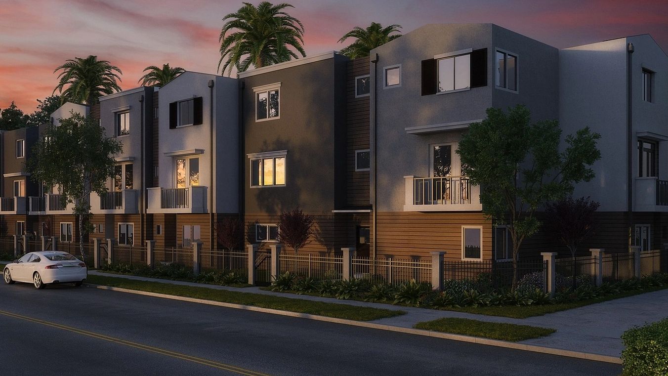sunset over condos