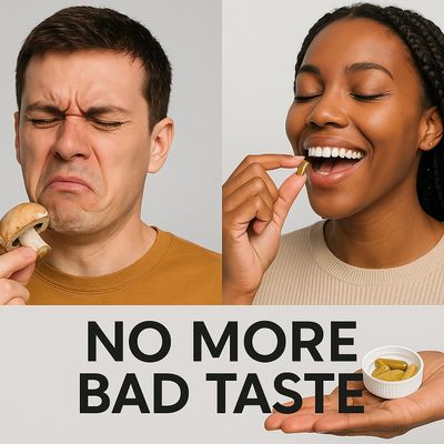 No More Bad Taste. Order 500mg magic mushroom capsules by Toronto Mushies.