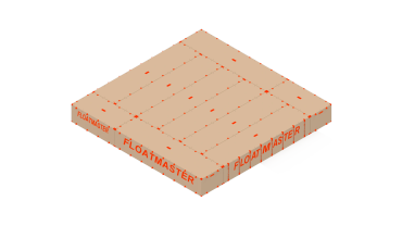 3D model of a rectangular floating platform labeled FLOATMASTER.