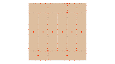 Top view of wooden box pattern layout.