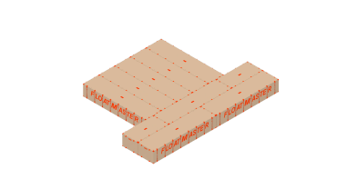 3D model of intersecting rectangular platforms labeled Floatmaster.