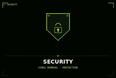 Digital security lock icon with virus removal theme.
