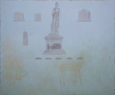 Mimi Ding, Graveyard, Cemetery, Oil painting, 2022