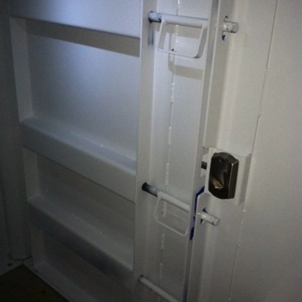 600 lb. steel doors on our shelters are impenetrable. You can have total peace of mind.