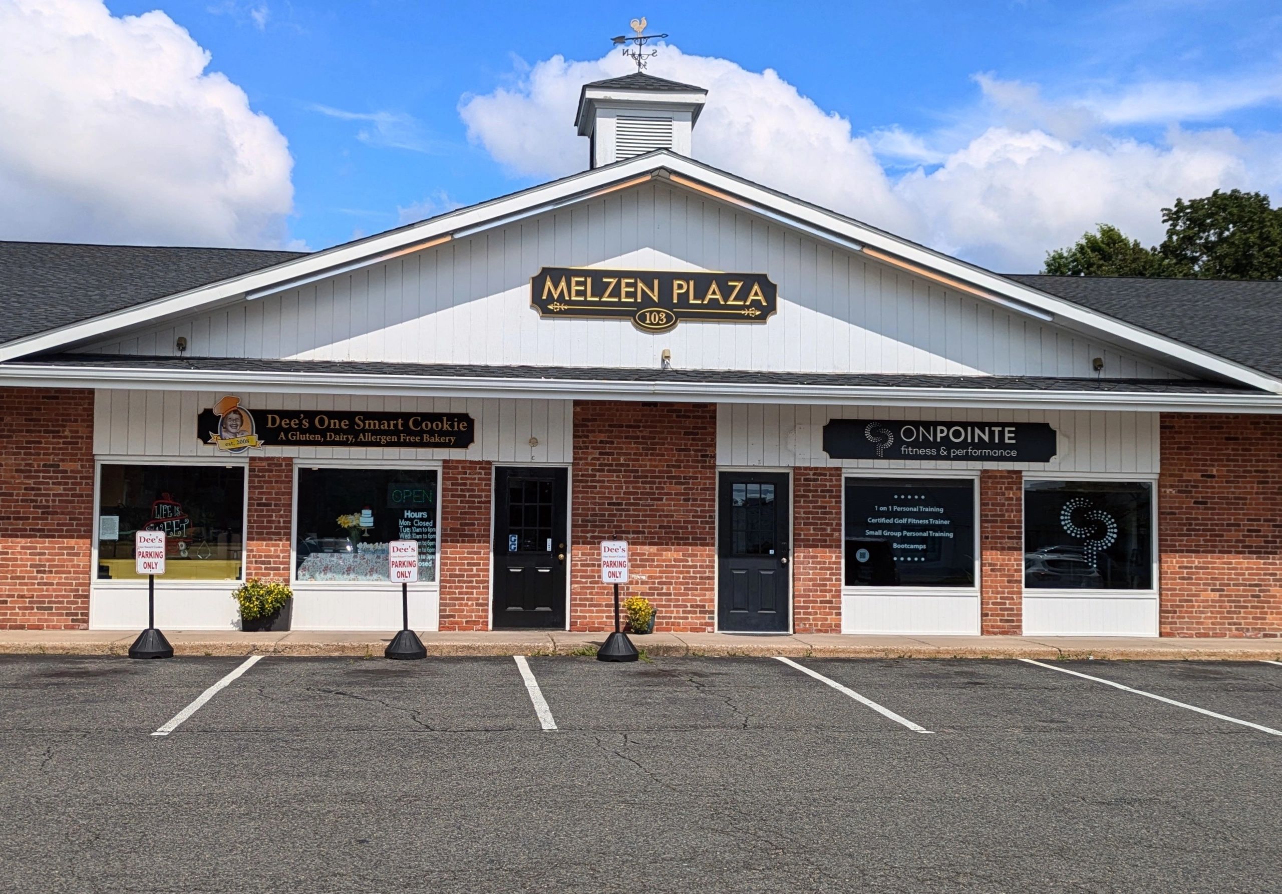 Picture of storefront in Melzen Plaza across the street from Whole Foods in Glastonbury.