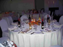 Wedding table with wine bottles and glasses
