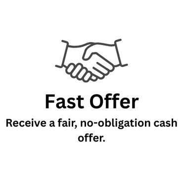 Handshake icon with text offering a fast, fair cash offer with no obligation.