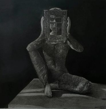 'Lust Project Year 1: HUMAN 7’, 20 x 20, Charcoal & Pencil on Paper, Peters Onyedikachi, Nigeria
