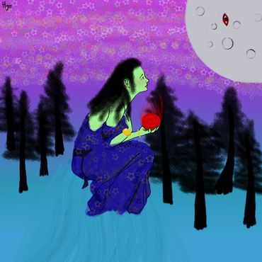 'Moon Goblin' 40 × 40cm Digital Art 2025 by Hyacinth Goddess, Nigeria.
@a.d.a0.1