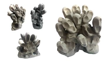 Crystal D. Evans, 'Thirteen Voices', Stoneware bisque-fired sculpture, Approx. 25 x 30 x 20cm, 2025