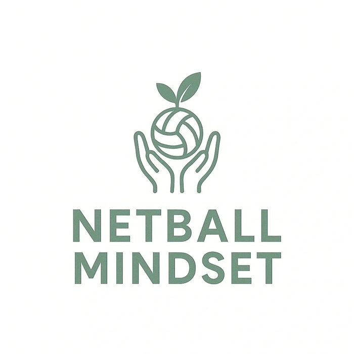 Logo of Netball Mindset with hands holding a netball and a sprouting leaf.
