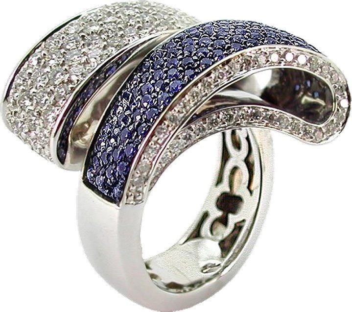 Rallo Gioielli 18KT white gold diamond and sapphires ring.
