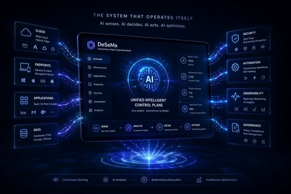 Digital AI control plane managing cloud, endpoints, applications, data, security, automation, and more.