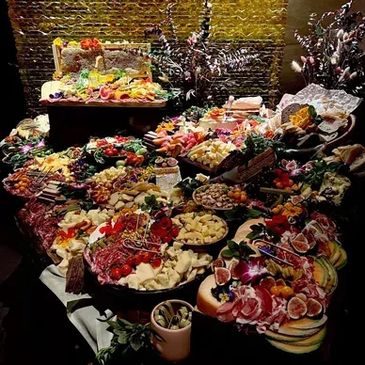 Overhead shot of diverse platter.