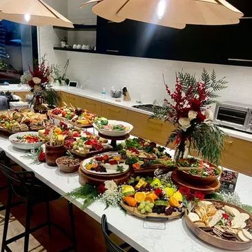 Indoor grazing table on counter.